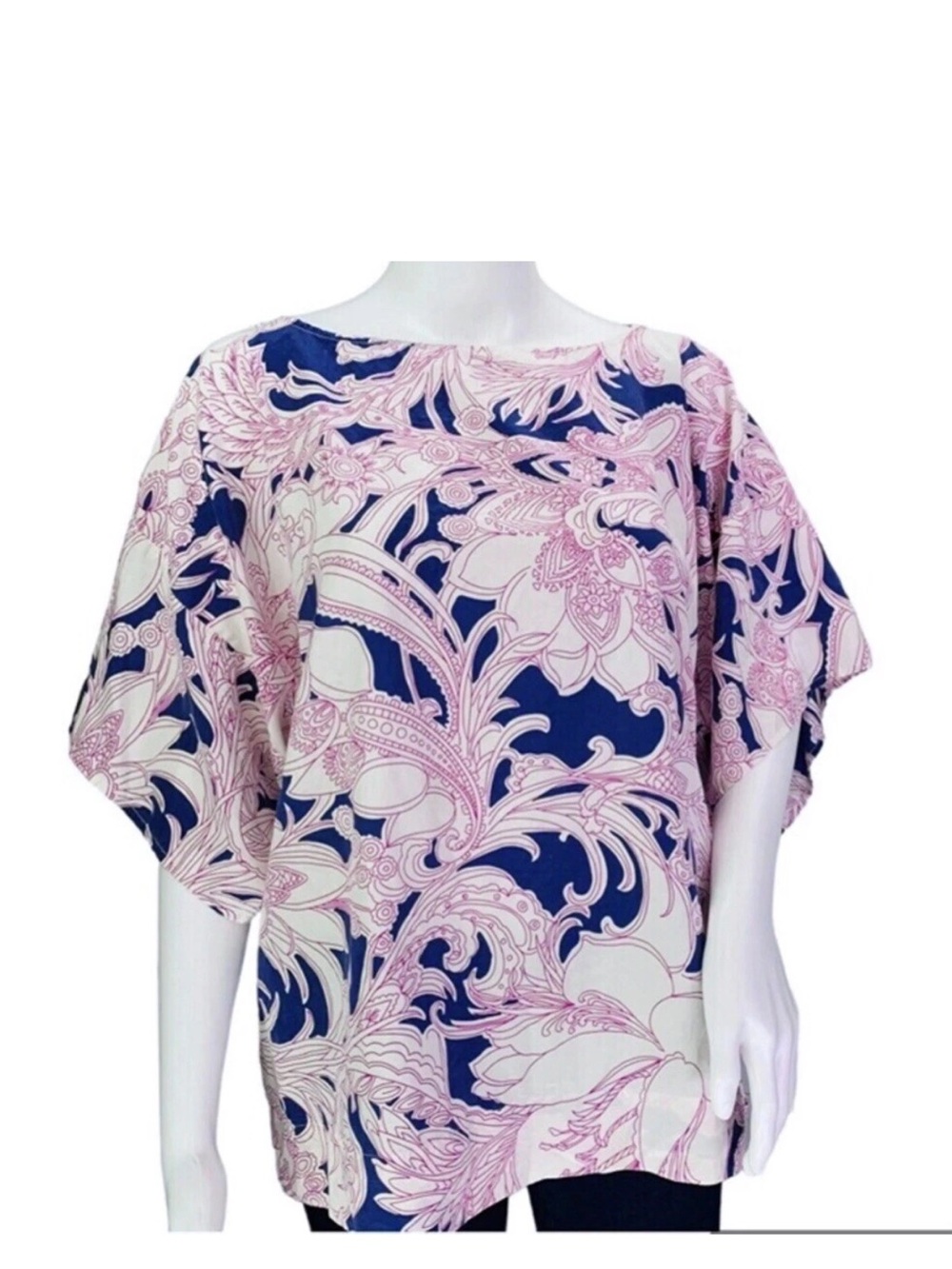 Talbots NWT Tunic Women’s Floral Print Top Silk Cotton Blend Plus Size 20w